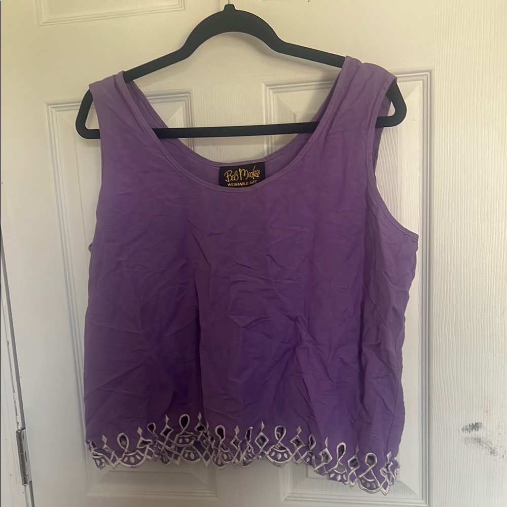 Bob Mackie Lilac Cut Out Blouse/Tank Top